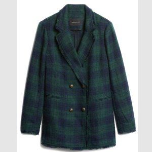 NWT $139 Banana Republic Wool-Blend Tartan Plaid Fashion Blazer/Jacket, Sz M